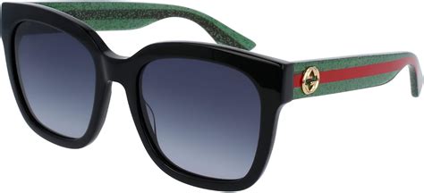 Gucci Square Sunglasses GG0034SN 002 Black/Green/Red 